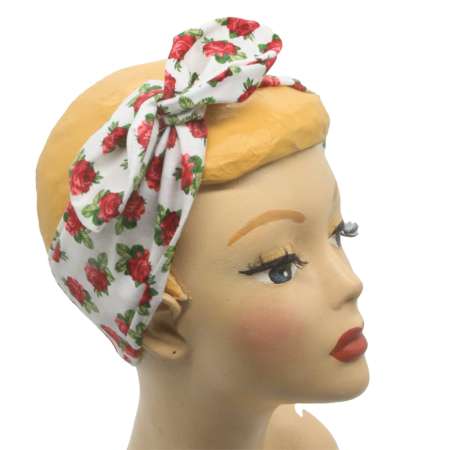 rosa red white - Hair band with wire