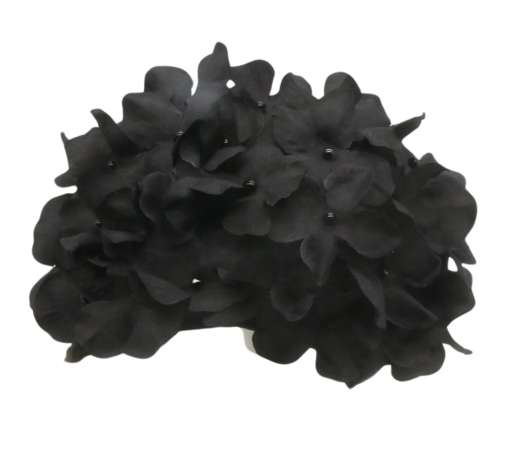 Cocktailspange Blumen schwarz half hat vintage