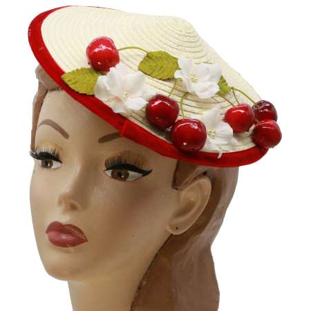Coolie hat with cherries & flowers
