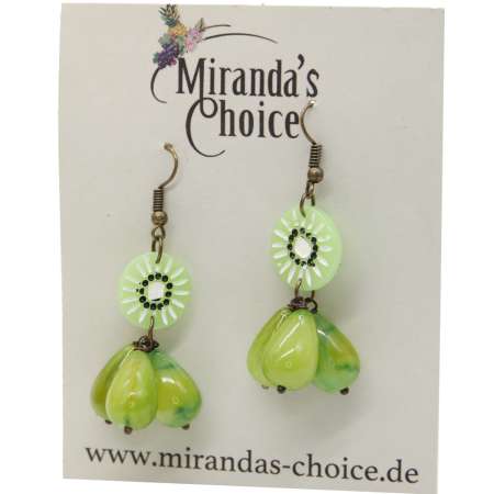 Kiwi - earrings with green drop pendant