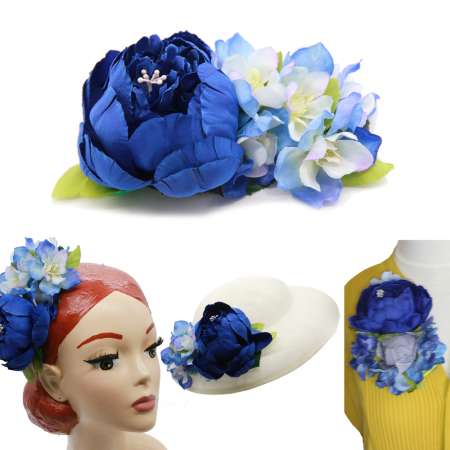 Blue hair flower & flower Corsage