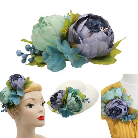 Turquoise  Hair flower & Corsage flower