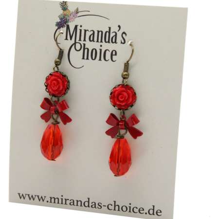 Red bling - earrings vintage style