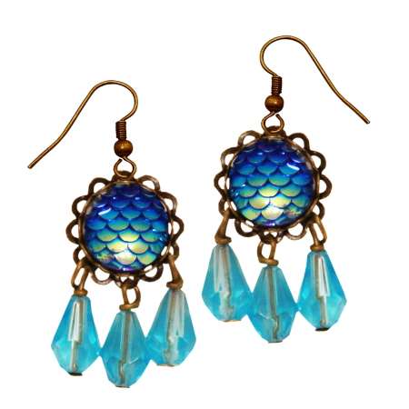 Light blue bling - vintage earrings 