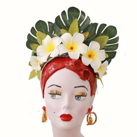 Bathing Beauty - headdress with frangipanis and leaves