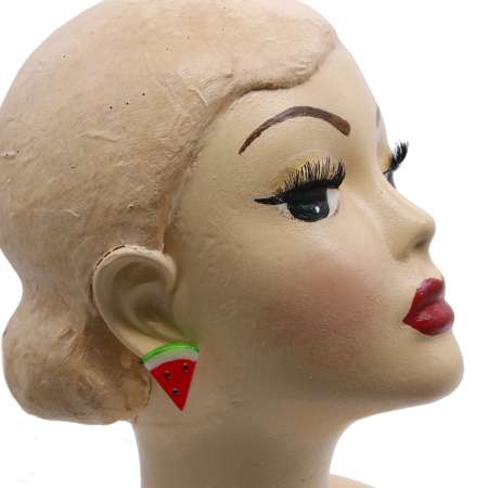 Head with watermelon earrings