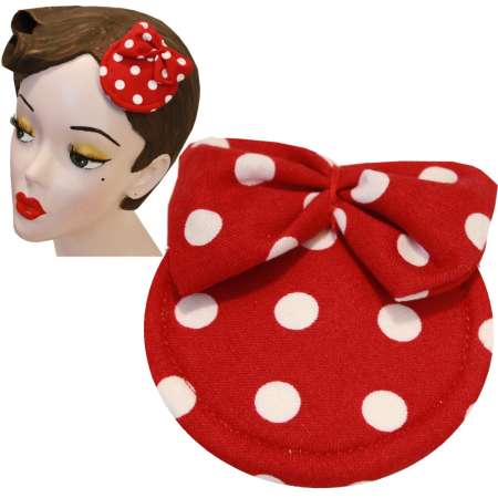 Mini Fascinator with Polka Dots in Red White