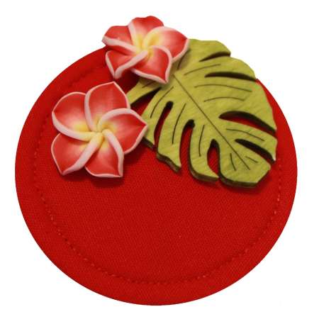 Red Mini with Monstera Leaf and Frangipani Flower