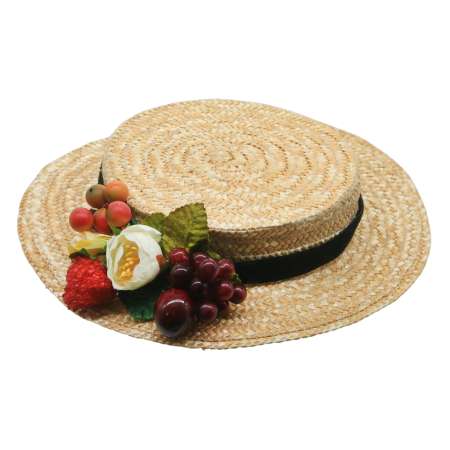 small flat straw hat mixed flowers