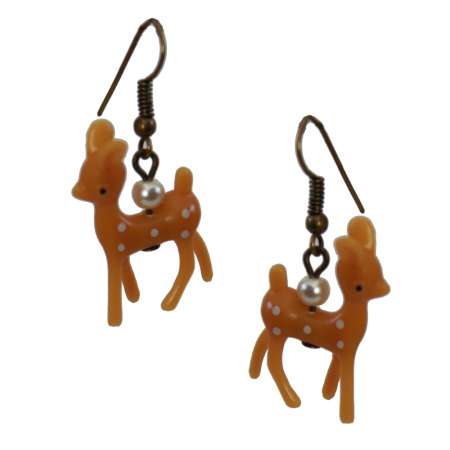 Earrings with fawn - real vintage figure