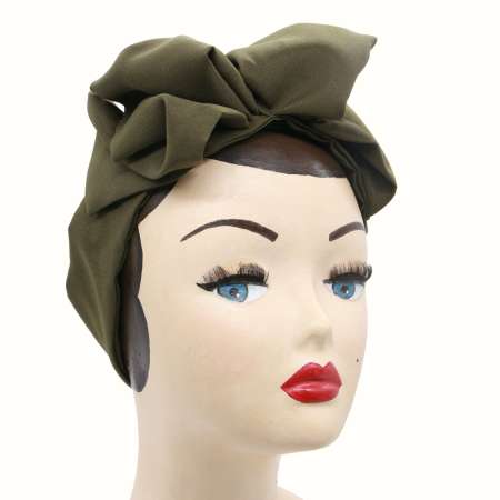 Olive green Easy Turban with lots of volume