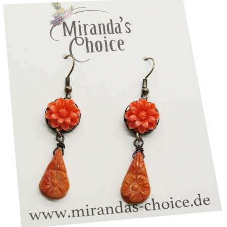 orange flower earrings