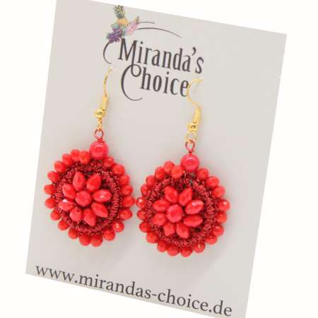earring with red beads