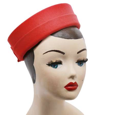 pillbox vintage hat in Red