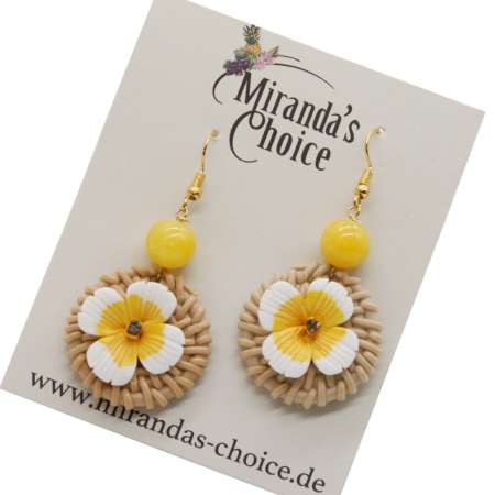 earrings rattan yellow flower