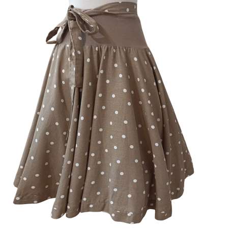 Circle Skirt brown White Polka Dots