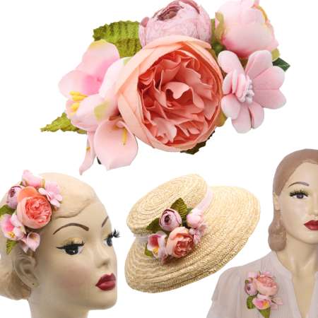 Mushroom hat and pink changeable flowers