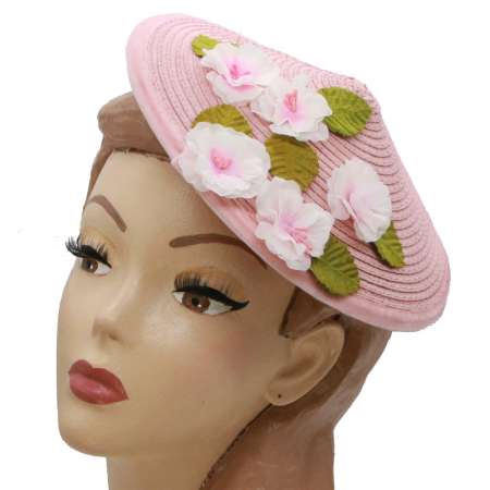 pink coolie hat with flowers
