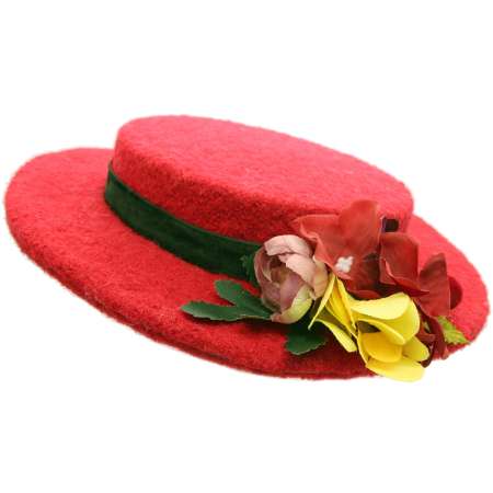 Kleiner Hut aus Wolle in Rot im Vintage Stil
