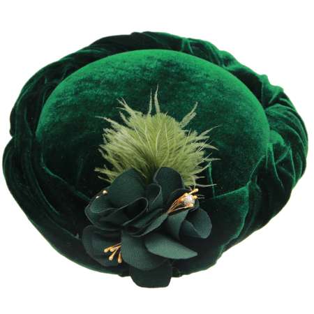 velvet hat small dark green