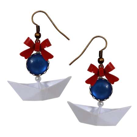 Maritime paper boat earrings