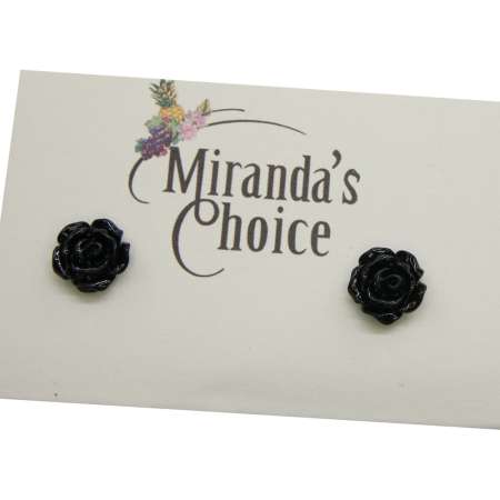 black small roses earstuds