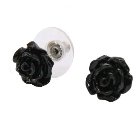 earstuds black roses vintage rockabilly gothik