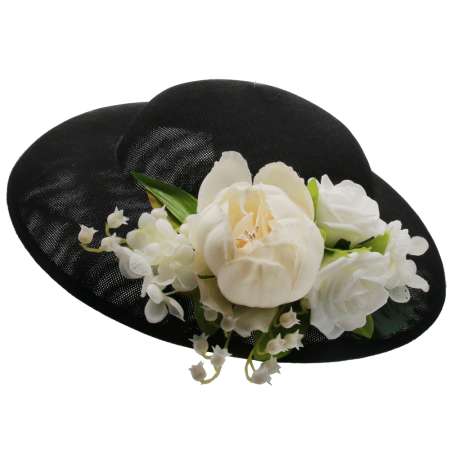 black big hat flowers white