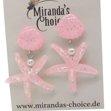 earrings with pink star fish