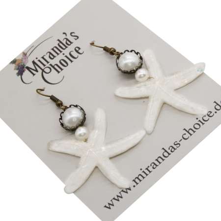 star fish white earrings