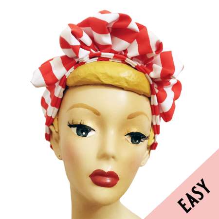 Easy Turban Band vintage Rot weiss gestreift