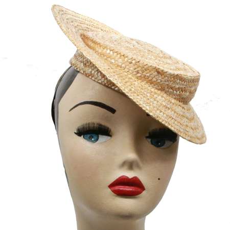 Straw hat with diagonal brim