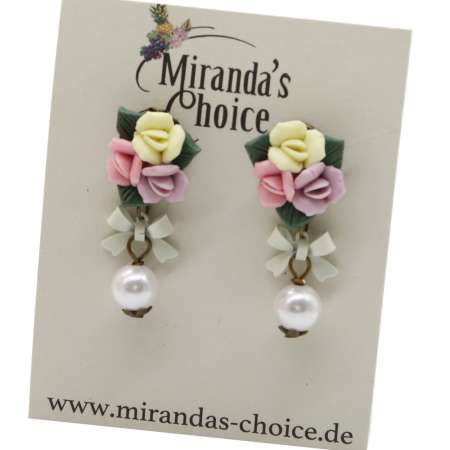pastel flowers earrings