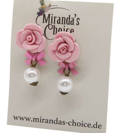clay roses pink earrings