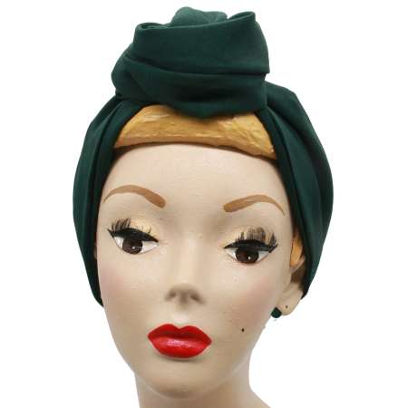 dressed, as a knot: Dark green turban hair band with wire
