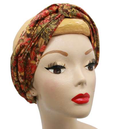 angezogen, flach gebunden: Herbstliches Turban Haarband mit Draht