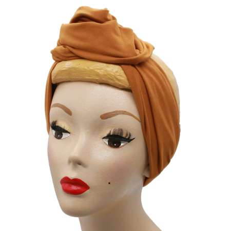 dressed, as a knot: Mustard yellow turban - long hair band with wire