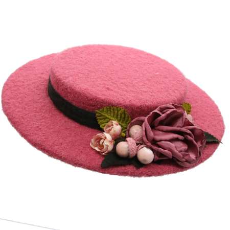 hat small wool pink vintage