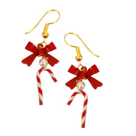 earrings candy cane red white sweets rockabilly