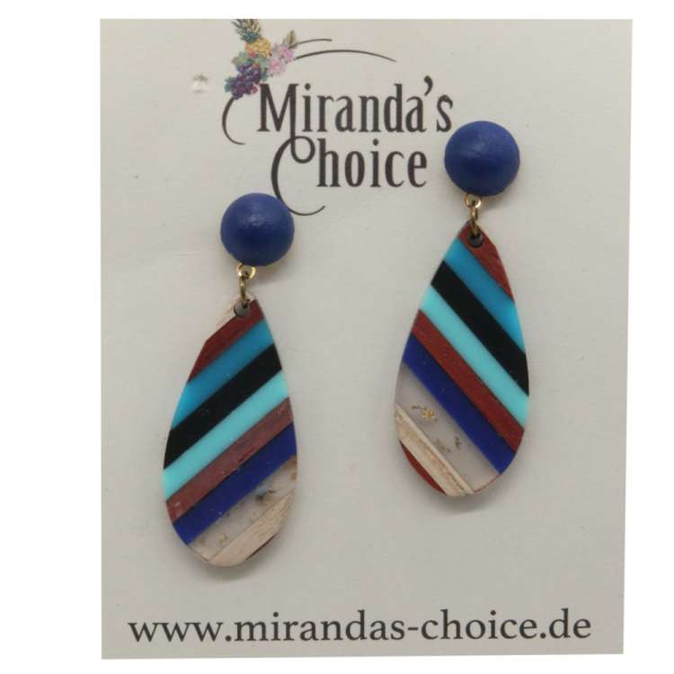 blue acrylic wood earrings