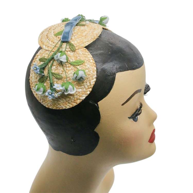 Half Hat with light blue roses