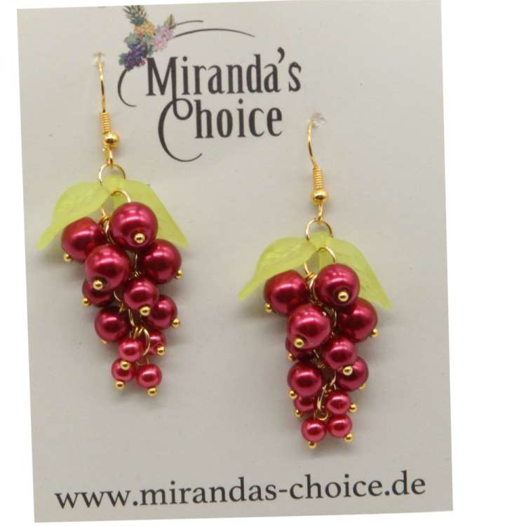 earrings grapes red