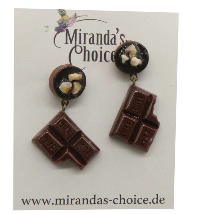 earrings with praline and chocolate