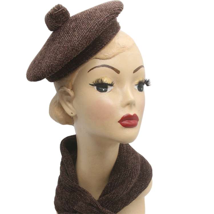 beret hat in brown