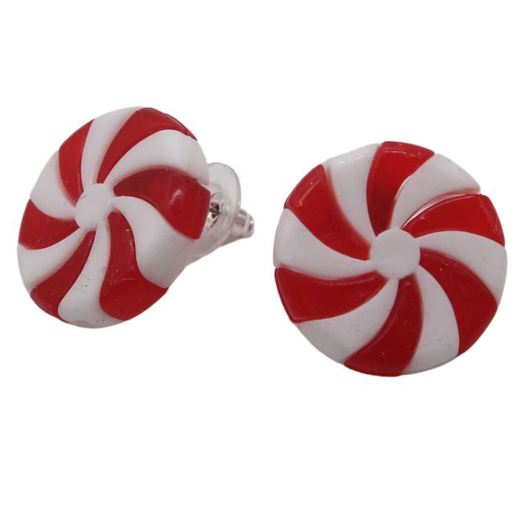 Christmas ear studs red white candy