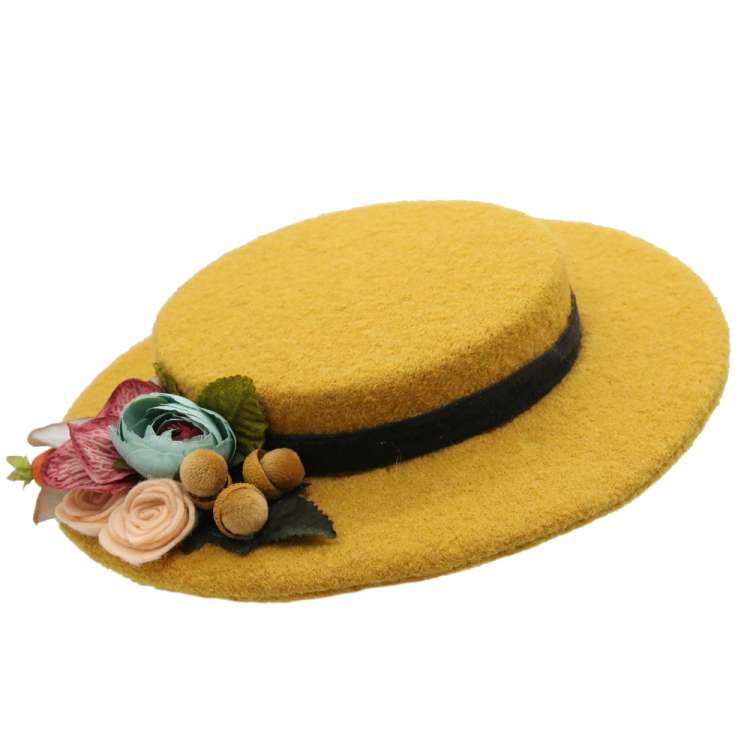 Kleiner Hut aus Wolle in senfgelb im Vintage Stil