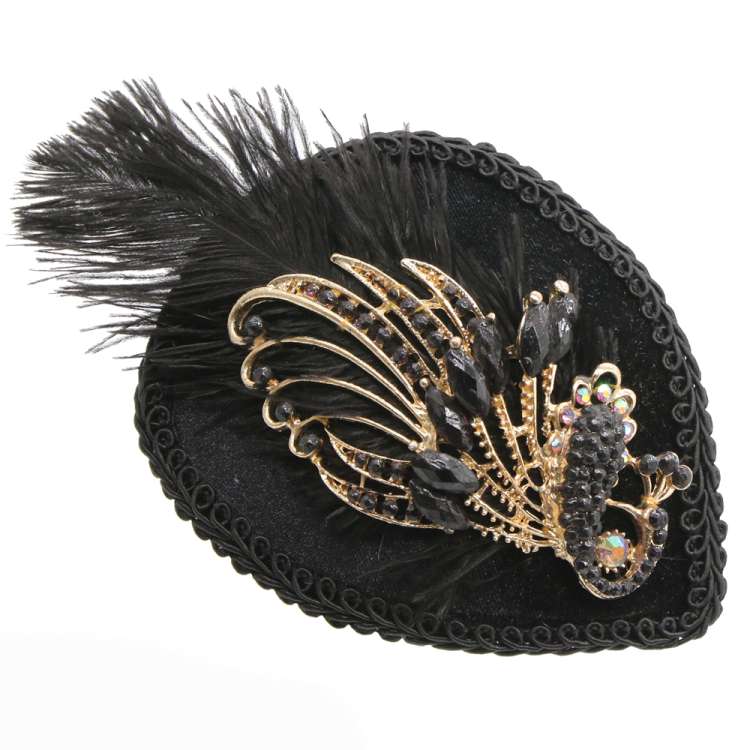 fascinator golden peacock feather