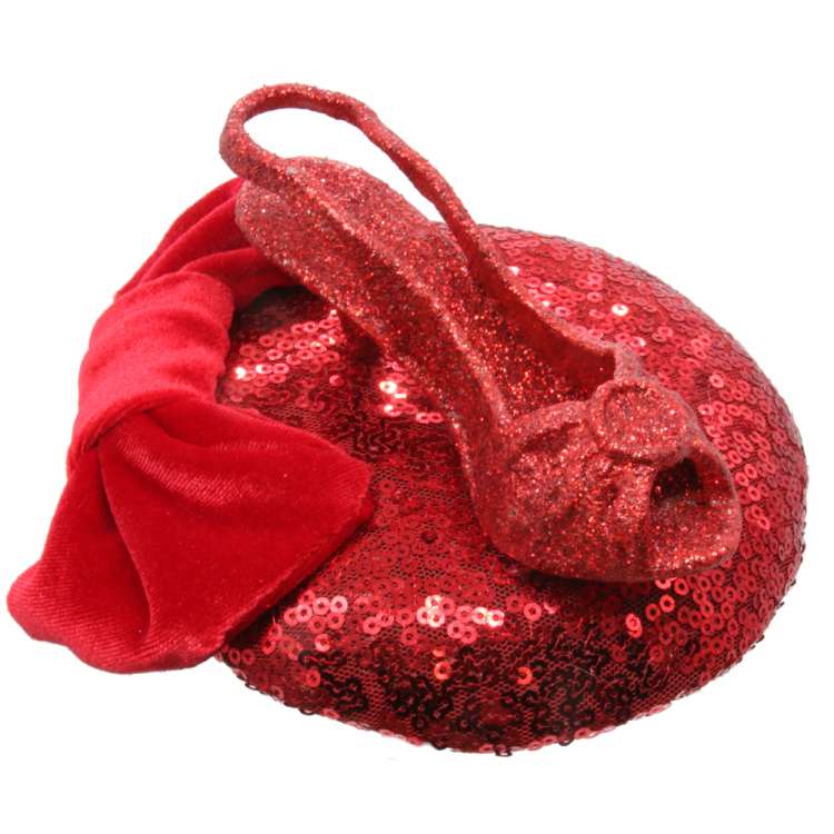 sparkling red shoe fascinator