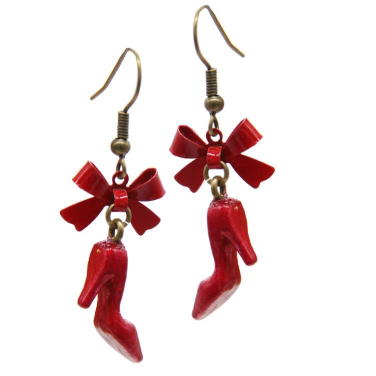 earrings red shoes glitter high heel