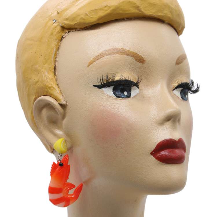 Head with shrimp earrings - vintage style earrings